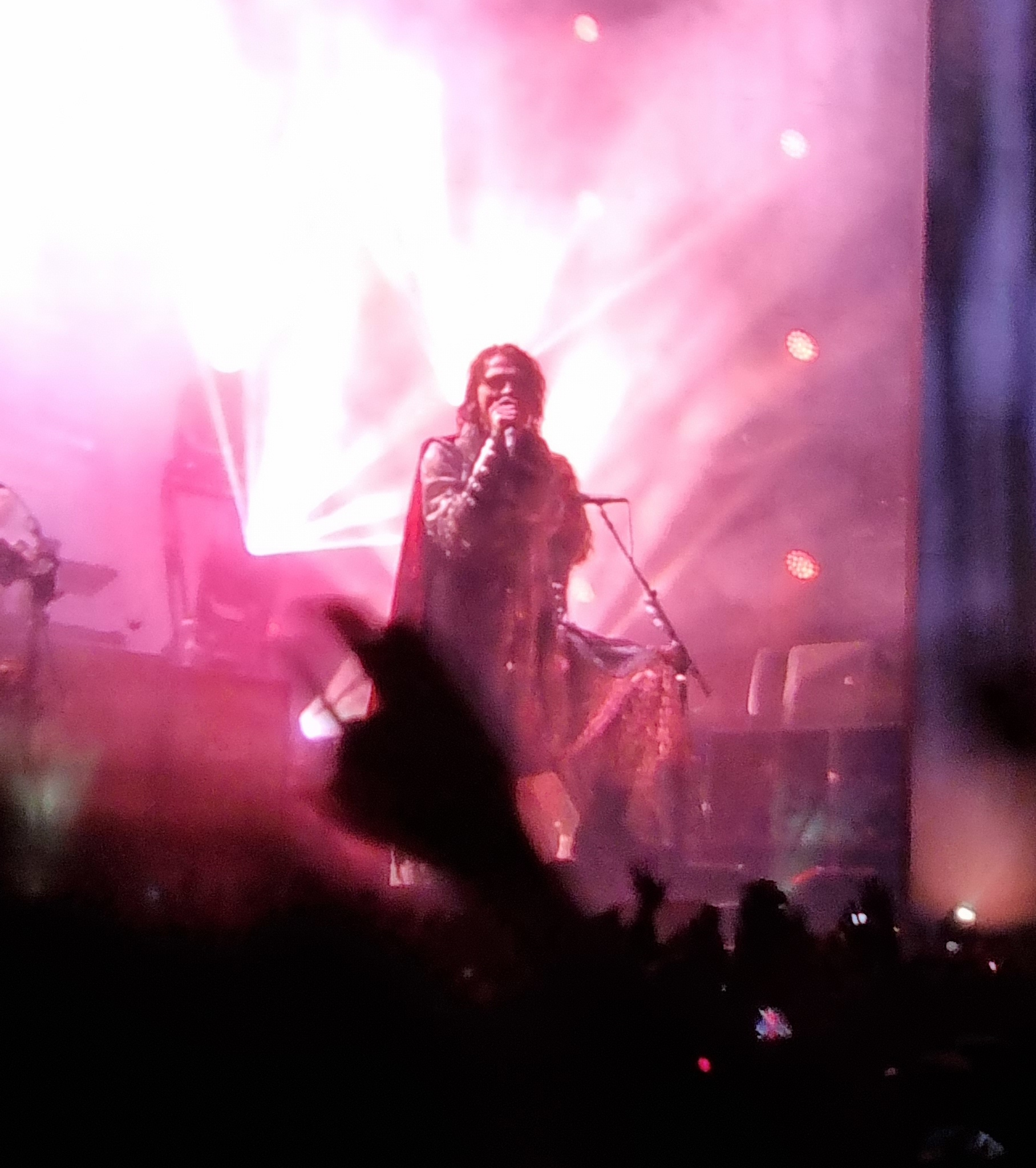 Picture of Gerard Way dressed as a knight on stage in the Corona Capital 2022 festival.