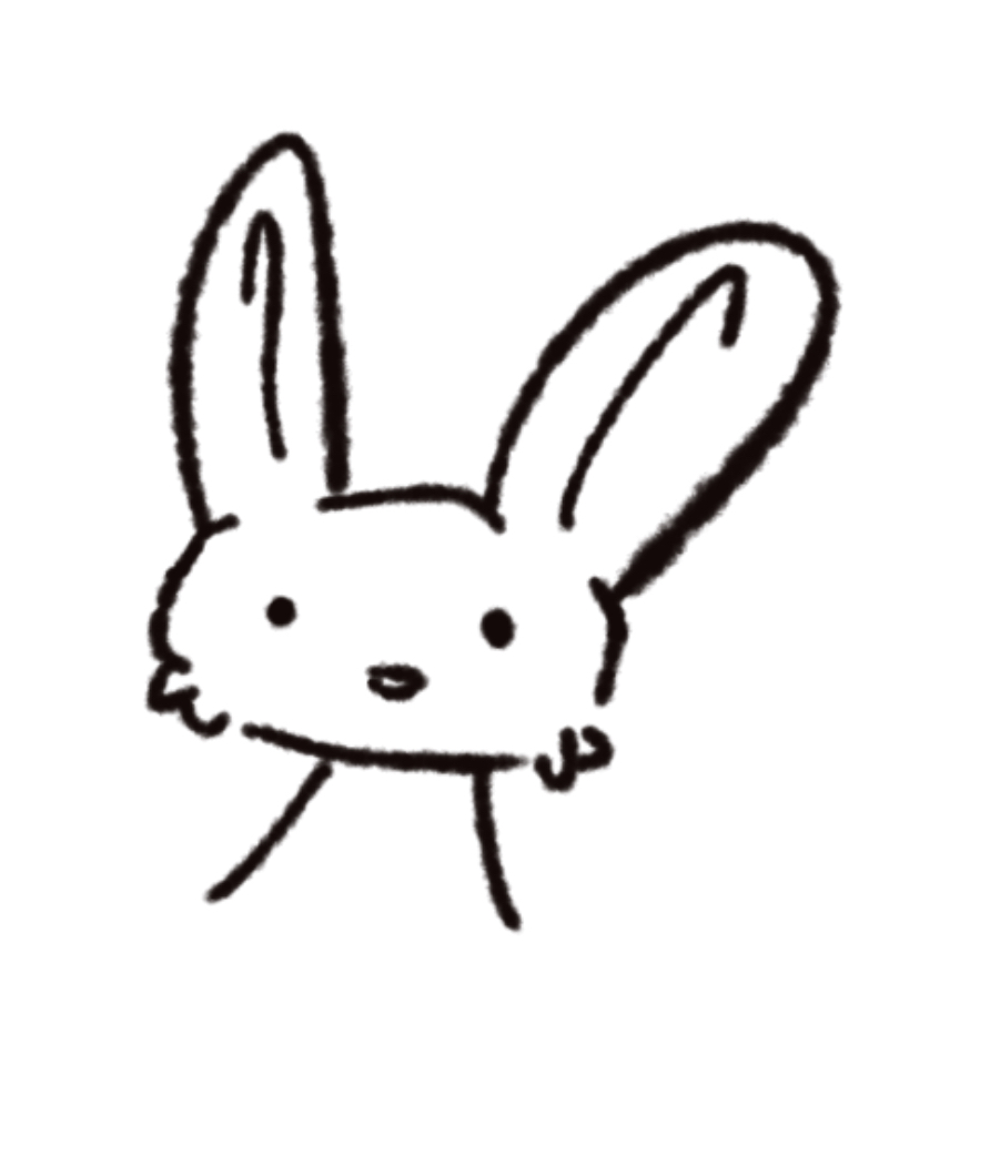 An image of a drawing of a white bunny