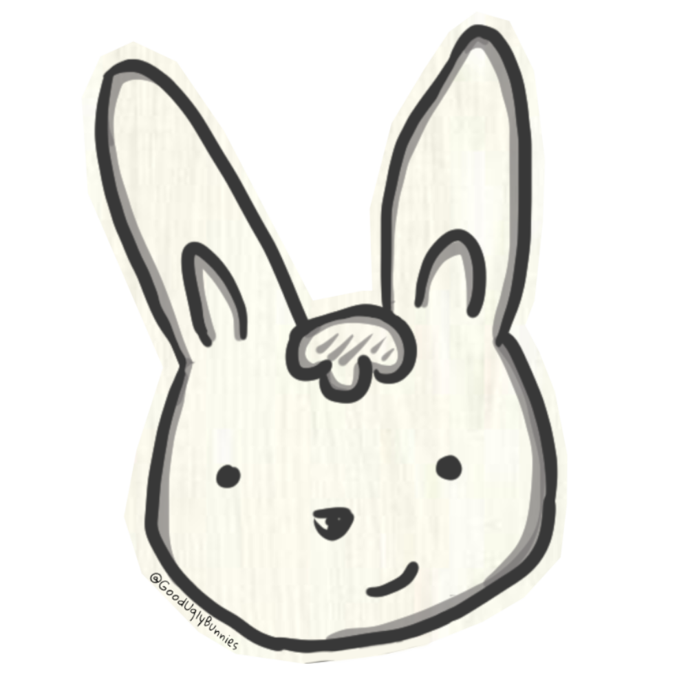 Sticker of a good ugly bunny