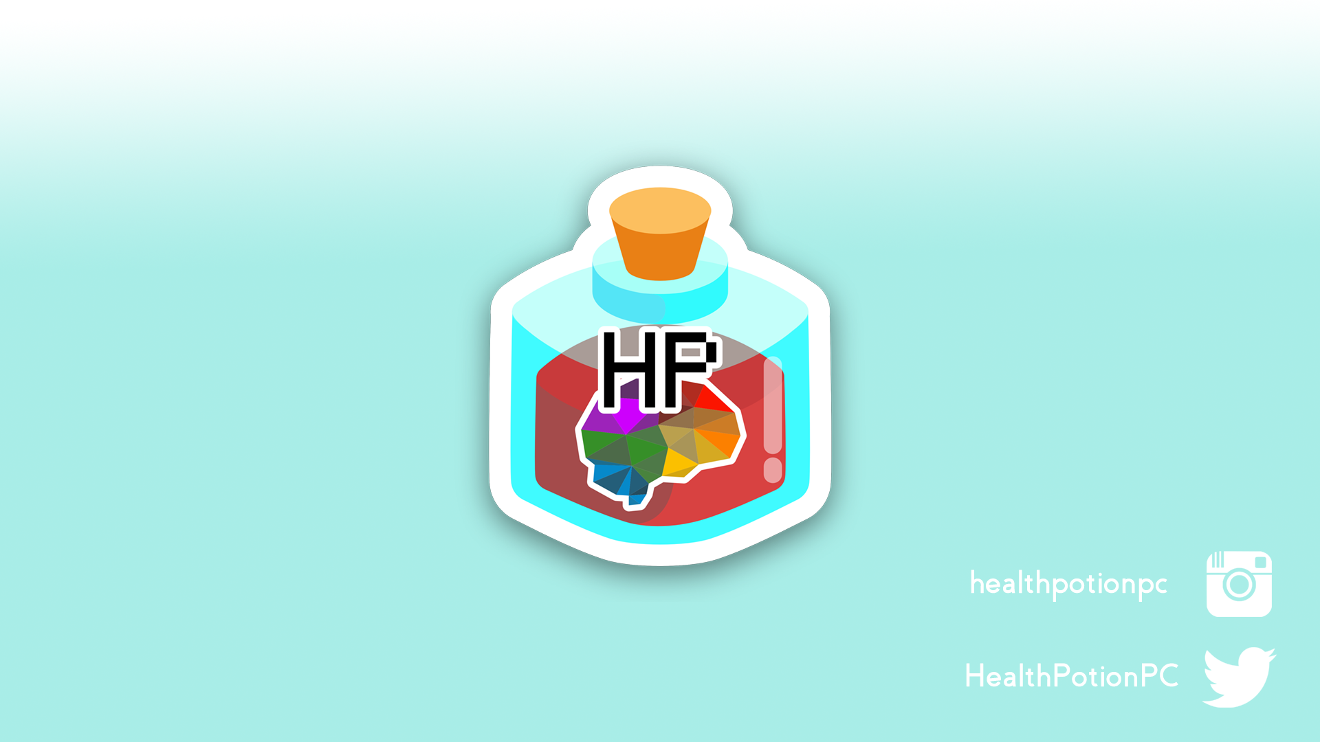 Logo of the HP in Mental Health podcast. Health Potion with a brain in the middle.